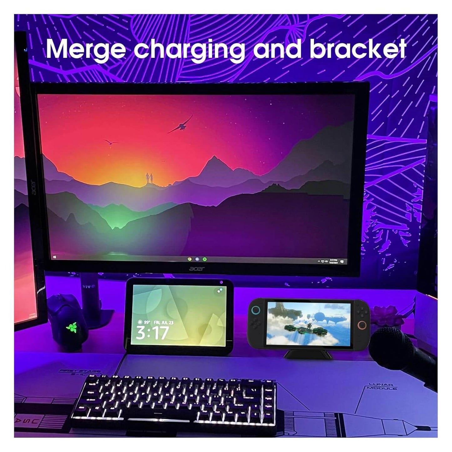 ECHZOVE Switch 2 Charging Dock – Compact & Portable Charger Station with Non-Slip Base – Compatible with Nintendo Switch 2, Switch, Switch Lite, and USB-C Devices – Premium Minimalist Design (Black) – Perfect Switch 2 Accessories for Gamers