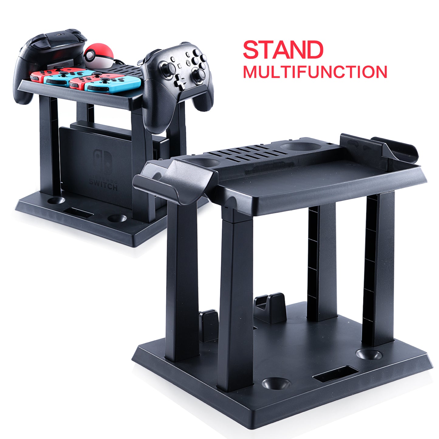Storage Stand for Nintendo Switch, Storage Stand Controller Holder for Nintendo Switch Accessories and 2 Poke Ball Plus Controllers - ECHZOVE