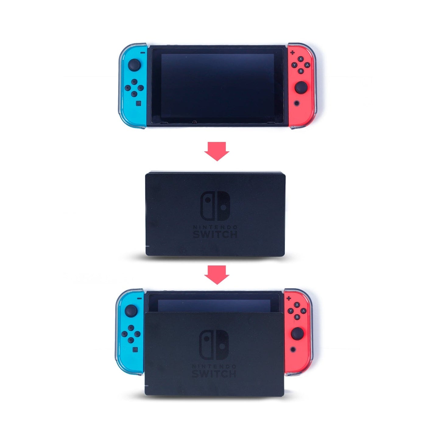 Dockable Case for Nintendo Switch, Protective Cover Case for Nintendo Switch with Soft TPU Grip Case for Joy-Con, Tempered Glass Screen Protector and 6 Thumb Stick Caps - Black Nintendo Switch Accessories ECHZOVE