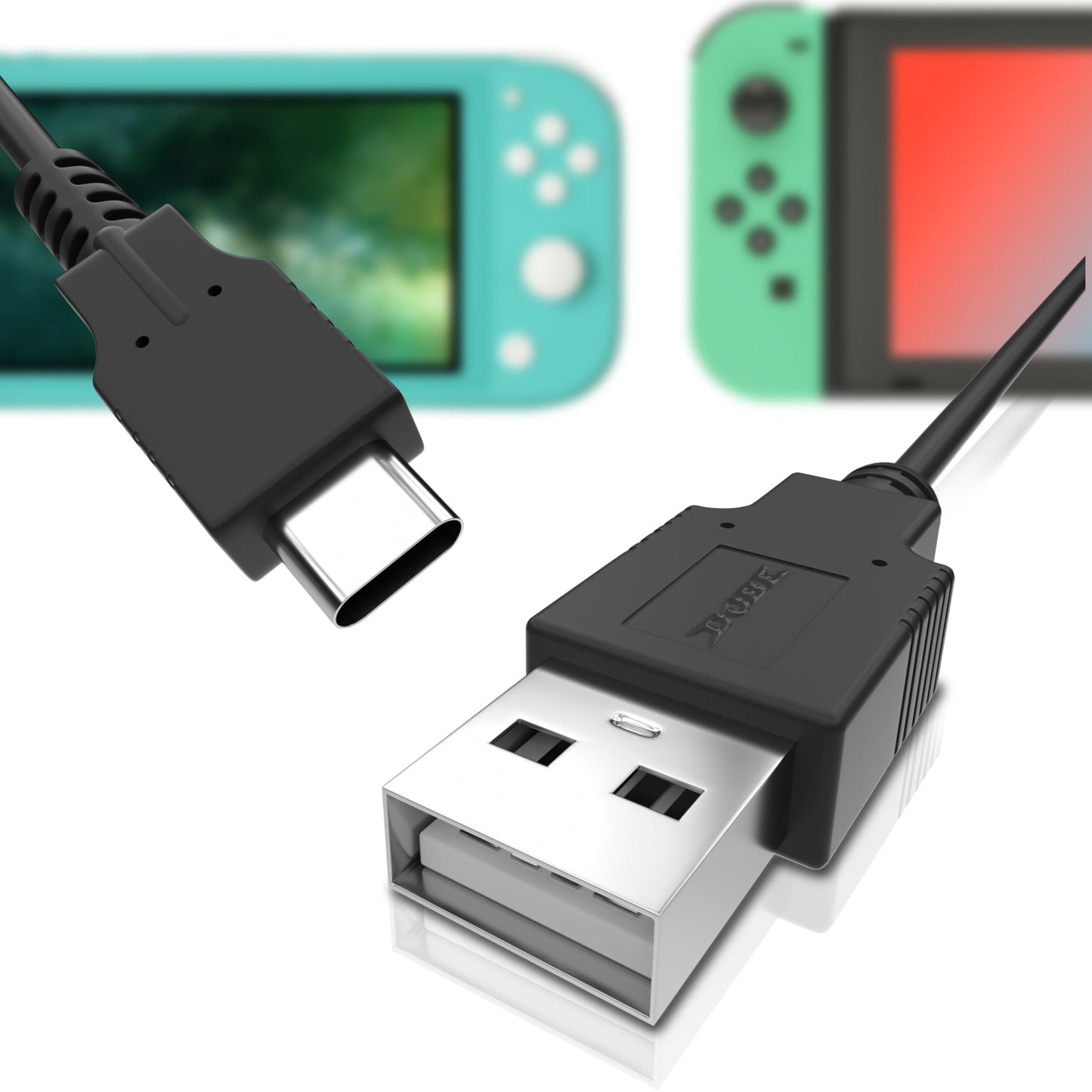 USB C Charger for Nintendo Switch, Fast Charging Cable for Nintendo Switch, MacBook, Pixel C, LG Nexus 5X G5, Nexus 6P/P9 Plus, One Plus 2, Sony XZ and More - Turquoise (4.92ft) (Animal Crossing New Horizons Theme) - ECHZOVE