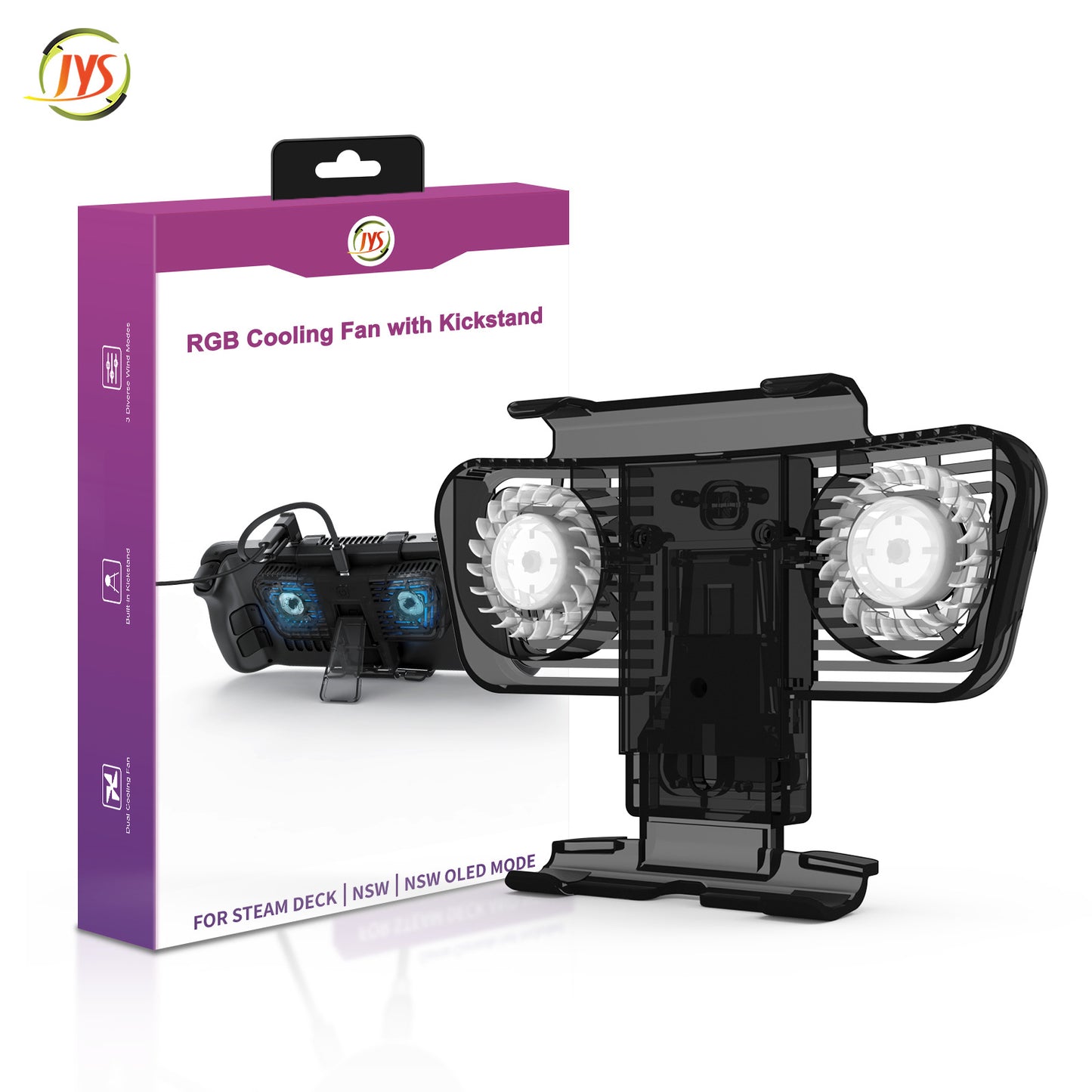 Steam Deck Cooling Fan, Dual Cooling Fan for Nintendo Switch, Switch OLED or Steam Deck with Cable - Black