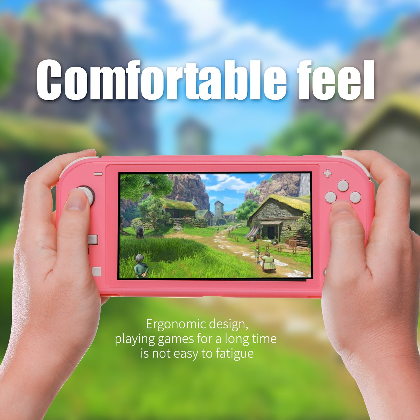 Grip Case for Nintendo Switch lite, Protective Cover Case Compatible with Switch lite - Coral - ECHZOVE