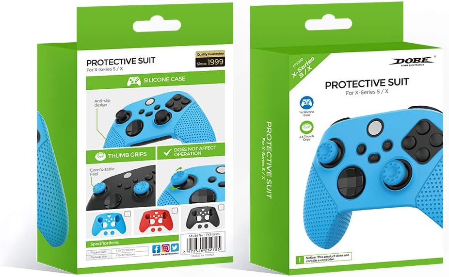 ECHZOVE Xbox Series X/S Controller Silicone Cover Case, Rubber Skin for Xbox Series X/S Controller with Thumb Grips - Blue