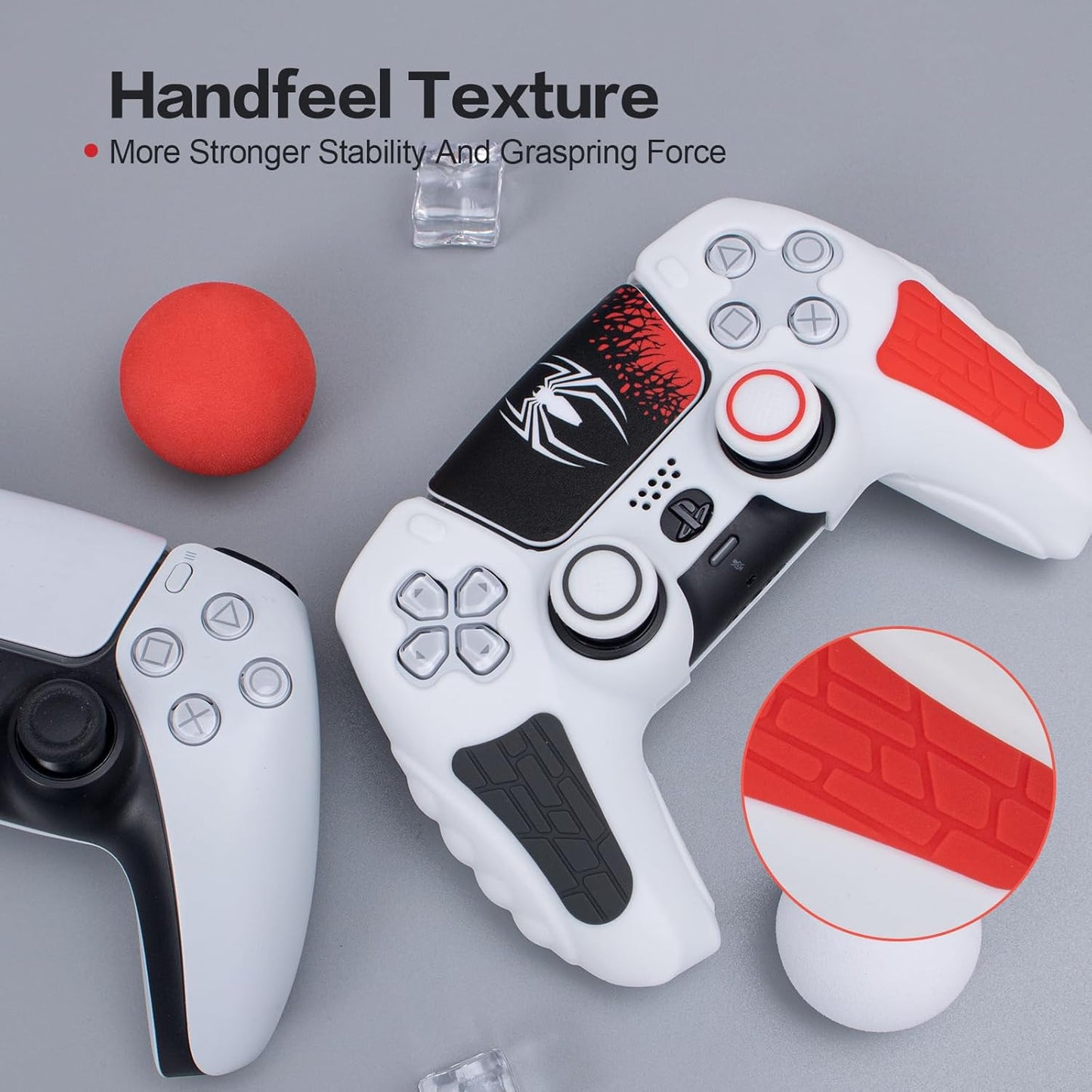 ECHZOVE PS5 Controller Cover Case, Anti-Slip Silicone Cover Skin for PS5 Controller with Thumb Grip Caps, Joystick Protectors and Cover Wrap Sticker - Blackwhite(2 Packs)