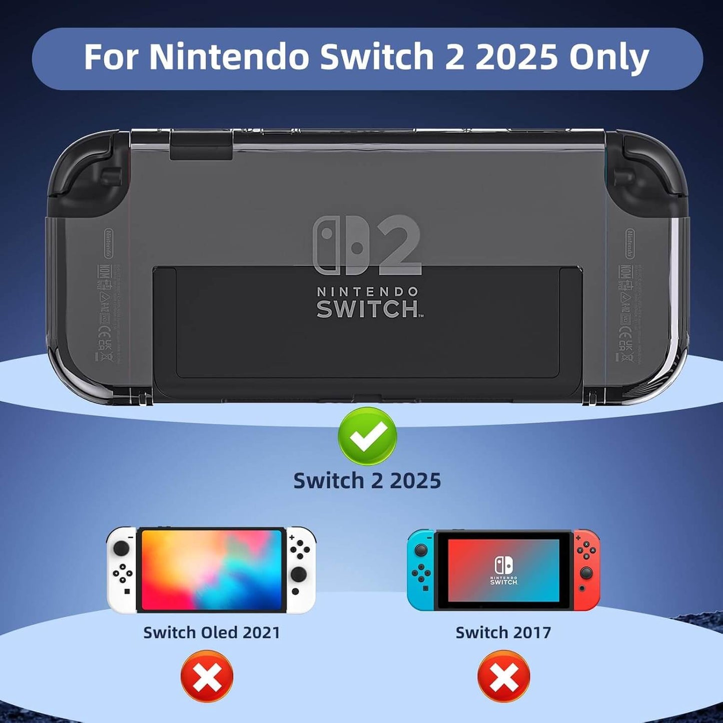 Switch 2 Case – Crystal Clear Switch 2 Protective Case with Shockproof Hard Shell