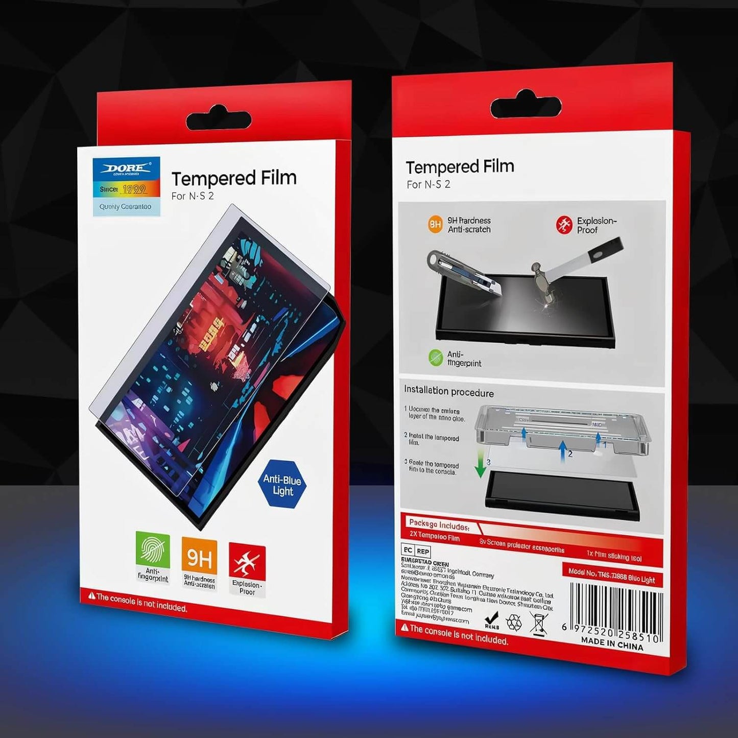 ECHZOVE Tempered Glass Screen Protector for Switch 2 (2025) – Auto Alignment Kit, 9H Hardness, Bubble-Free, Anti-Blue Light (Eye Protection), Anti-Scratch, 2-Pack – Switch 2 Accessories