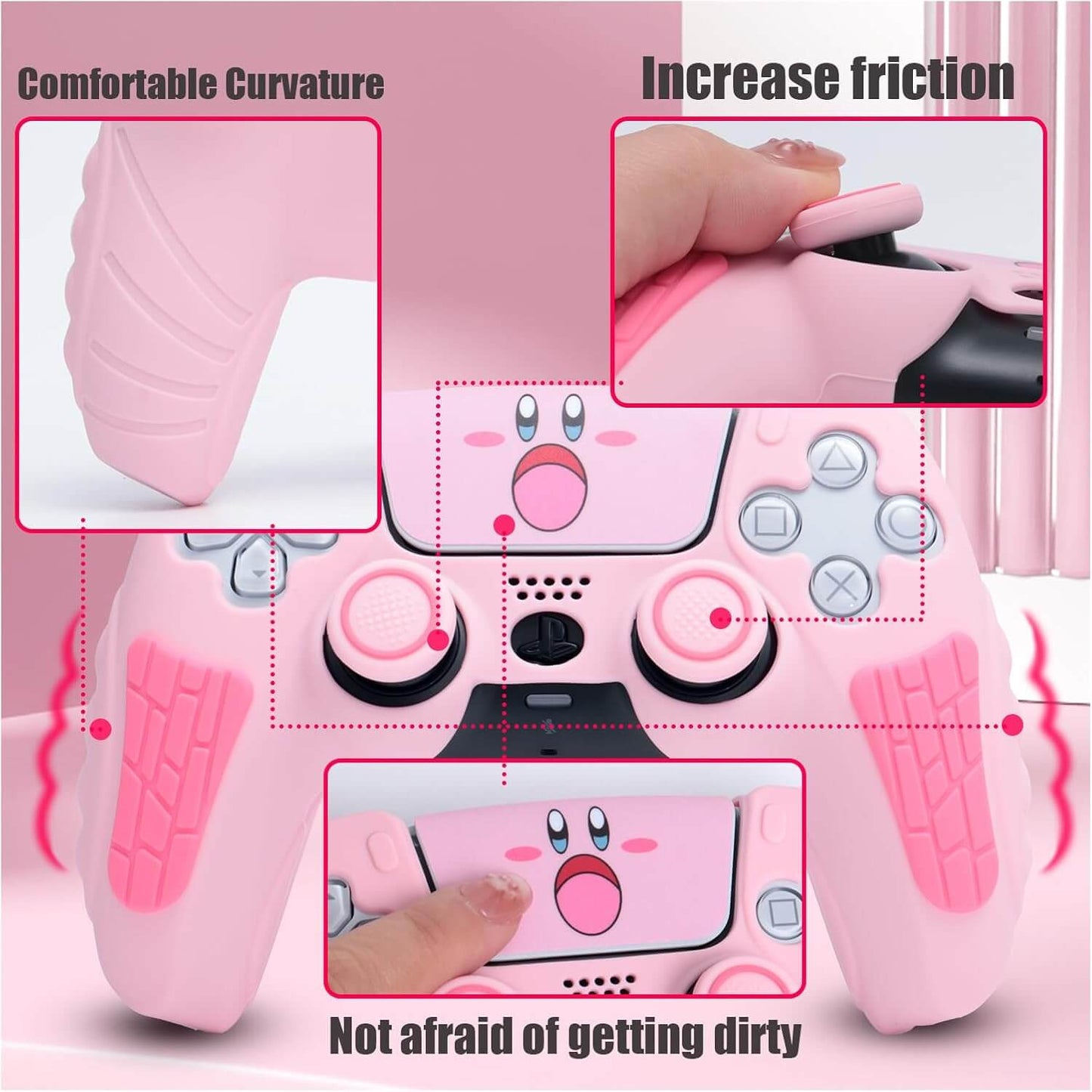 PS5 Controller Skin Pink - PS5 Controller Silicone Case with Anti-Slip Grip, Durable PS5 Controller Protective Case, Stylish PS5 Controller Cover, Ergonomic Design, PS5 Controller Accessories
