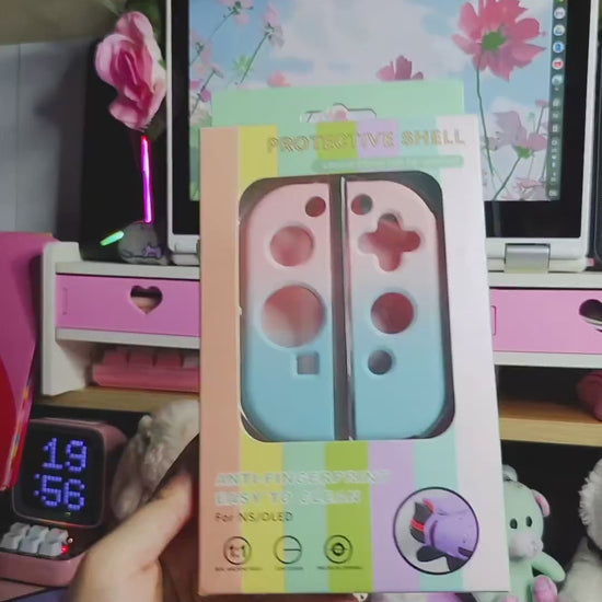 nintendo switch oled case pink blue