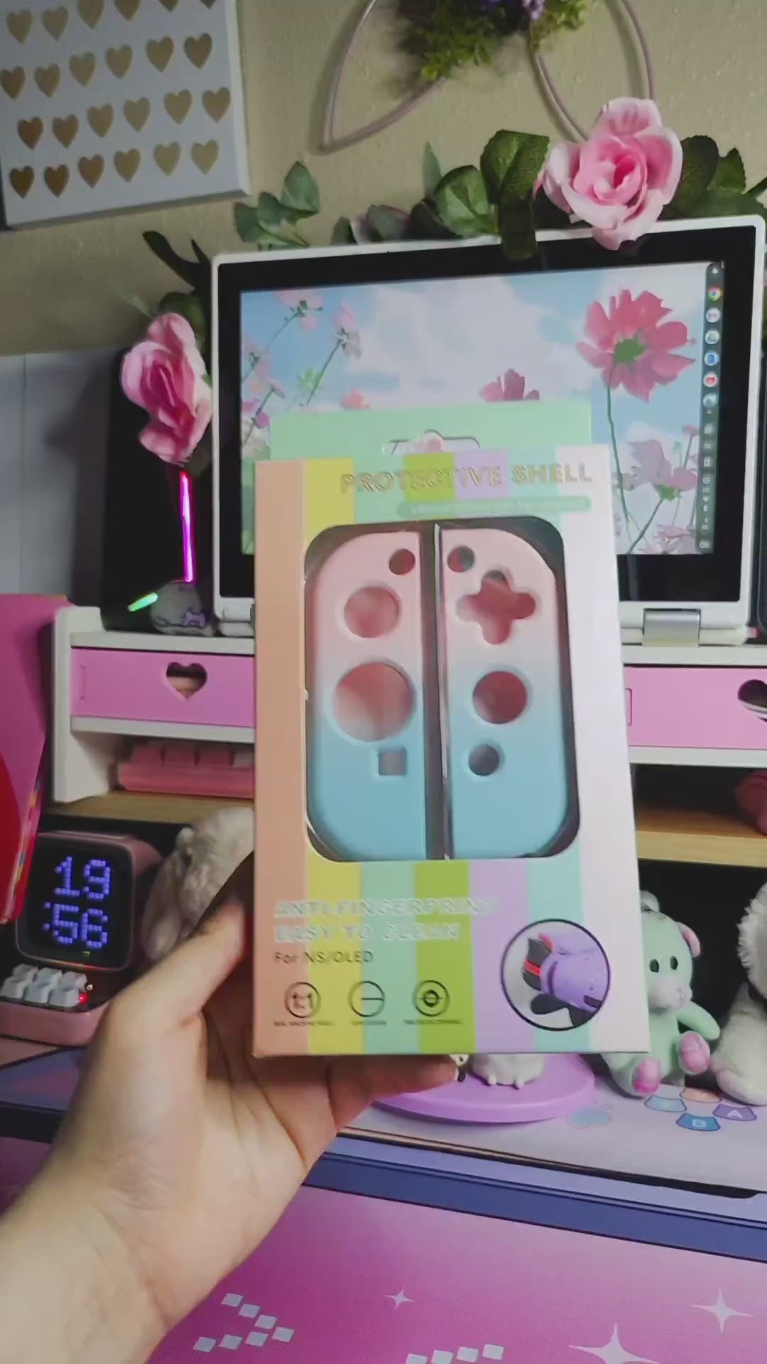 nintendo switch oled case pink blue