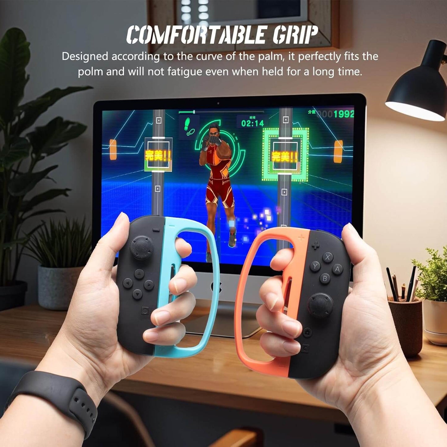 ECHZOVE Switch 2 Boxing Grips for Fighting Games–Ergonomic Handle for Better Control & Comfort, Perfect for Switch 2 Boxing Games, Must-Have Switch 2 Accessories for ARMS & More, Secure Fit for Joy-Con Controllers(Blue)
