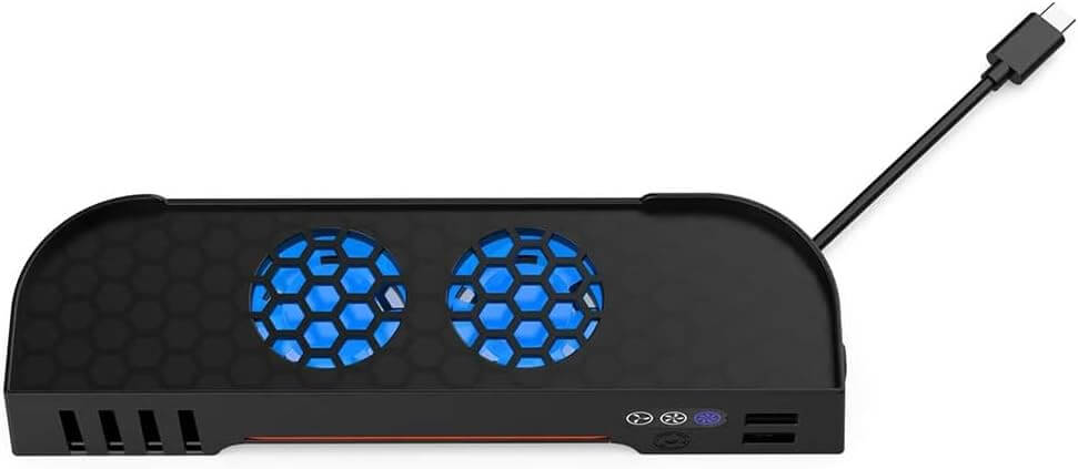 ECHZOVE Switch 2 Cooling Fan Dock with Dual Fans and USB Charging Ports – Quiet Overheat Protection for Nintendo Switch 2 Console with RGB Light
