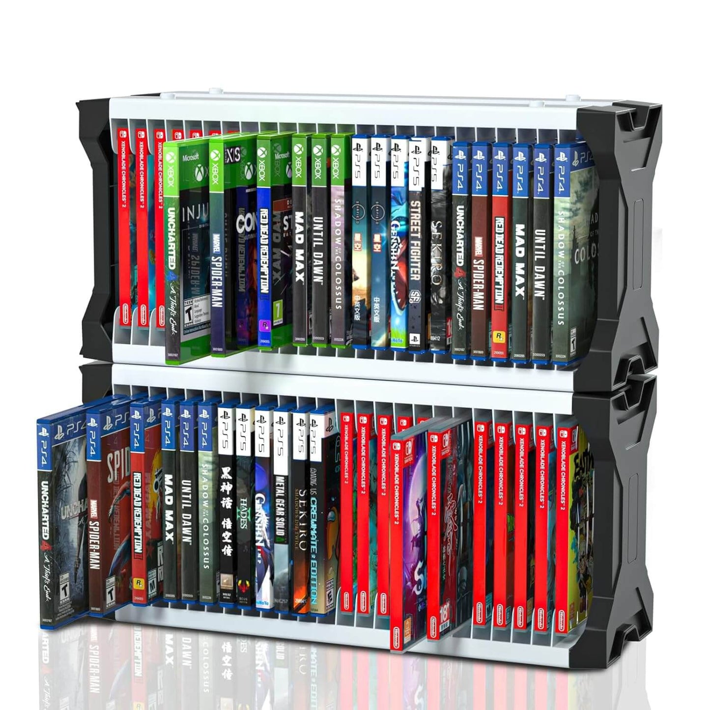 ECHZOVE Video Game Storage Tower – Durable, Modular Organizer for 46 PS5/PS4/Xbox Discs with Headset Hooks