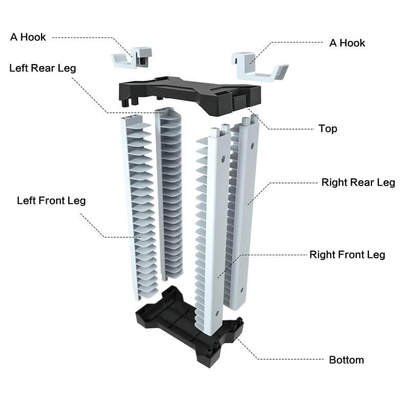 ECHZOVE Video Game Storage Tower – Durable, Modular Organizer for 46 PS5/PS4/Xbox Discs with Headset Hooks