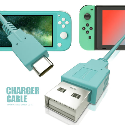 USB C Charger for Nintendo Switch, Fast Charging Cable for Nintendo Switch, MacBook, Pixel C, LG Nexus 5X G5, Nexus 6P/P9 Plus, One Plus 2, Sony XZ and More - Turquoise (4.92ft) (Animal Crossing New Horizons Theme) - ECHZOVE