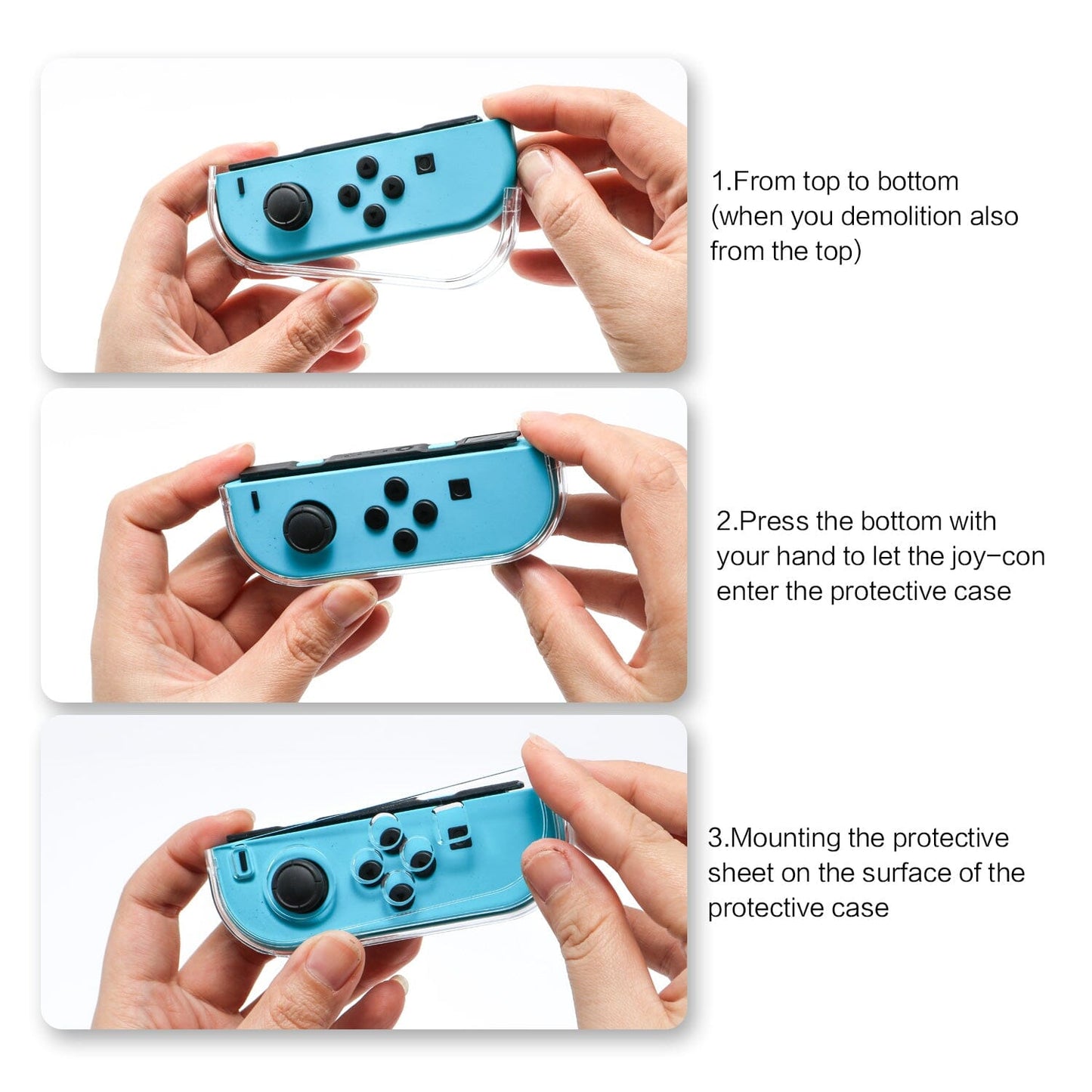 Dockable Case for Nintendo Switch, Protective Case for Nintendo Switch with a Tempered Glass Screen Protector and 6 Joy Stick Covers, Fit into The Dock Station - Clear Nintendo Switch Accessories ECHZOVE 