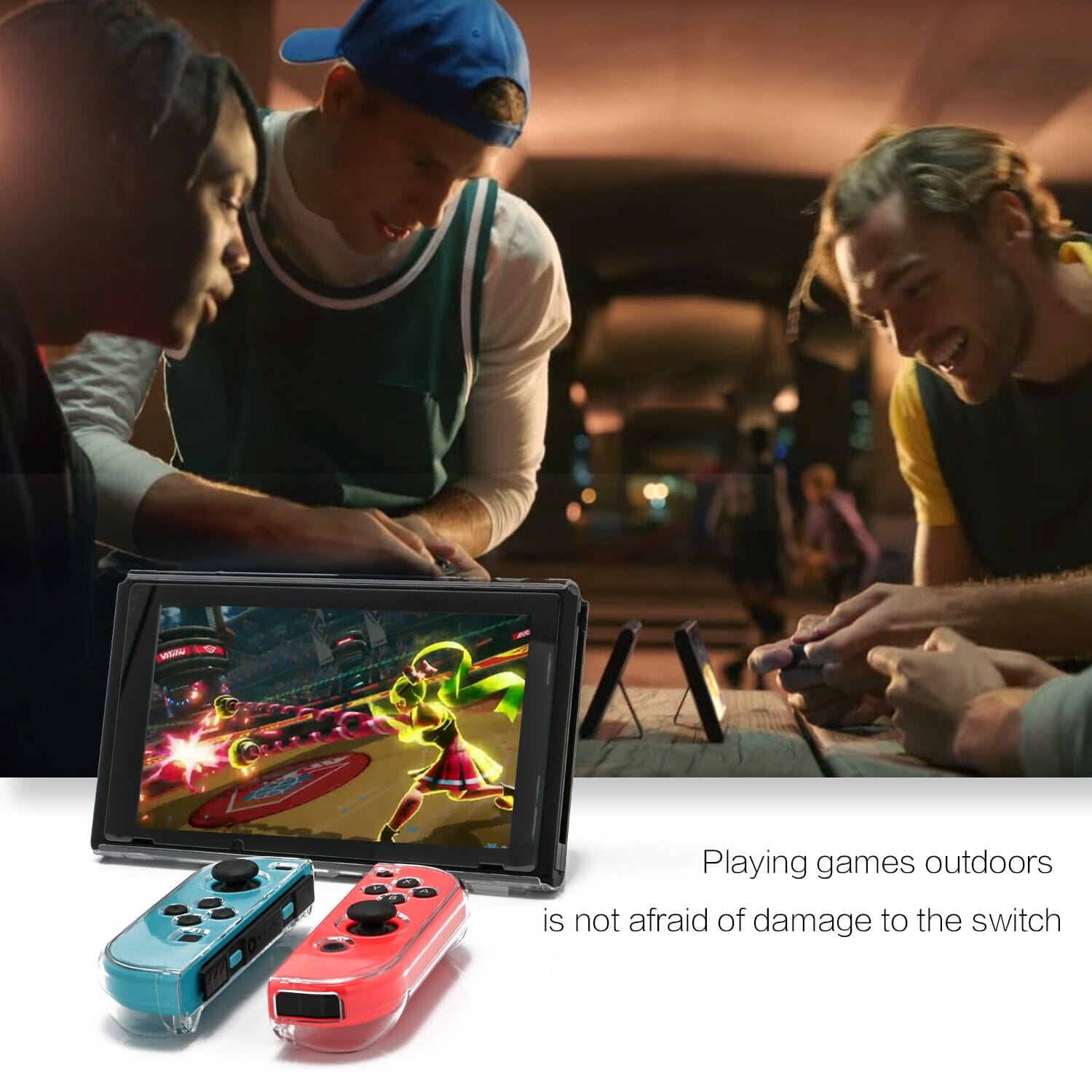 Dockable Case for Nintendo Switch, Protective Case for Nintendo Switch with a Tempered Glass Screen Protector and 6 Joy Stick Covers, Fit into The Dock Station - Clear Nintendo Switch Accessories ECHZOVE 