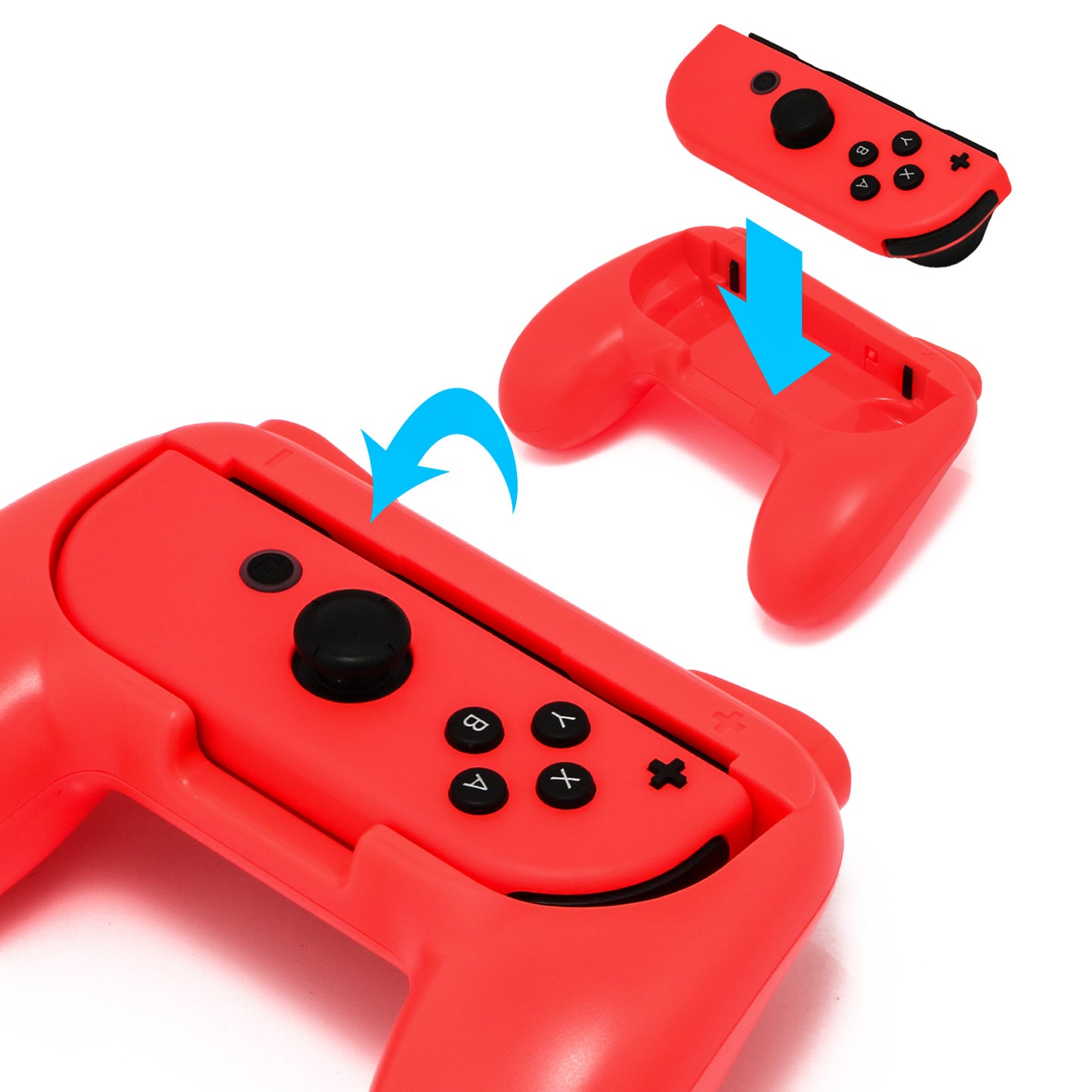 Grip Kit for Nintendo Switch Joy Con Controller, Nintendo Switch Accessories Joy Con Grip - BlueRed (2 Pack) - ECHZOVE