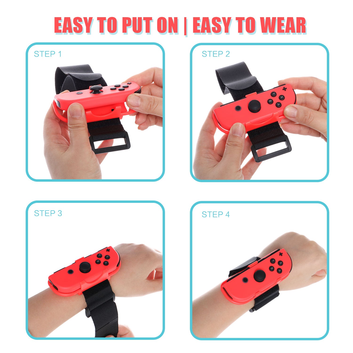 Wrist Bands for Just Dance 2020 2019 Switch - Blue and Red (Fit for Thin Wrist - 3.15-7.5 inches Wrist Circumference) - ECHZOVE