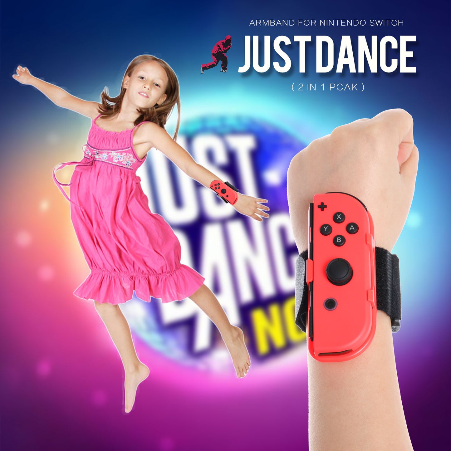 Wrist Bands for Just Dance 2020 2019 Switch - Blue and Red (Fit for Thin Wrist - 3.15-7.5 inches Wrist Circumference) - ECHZOVE