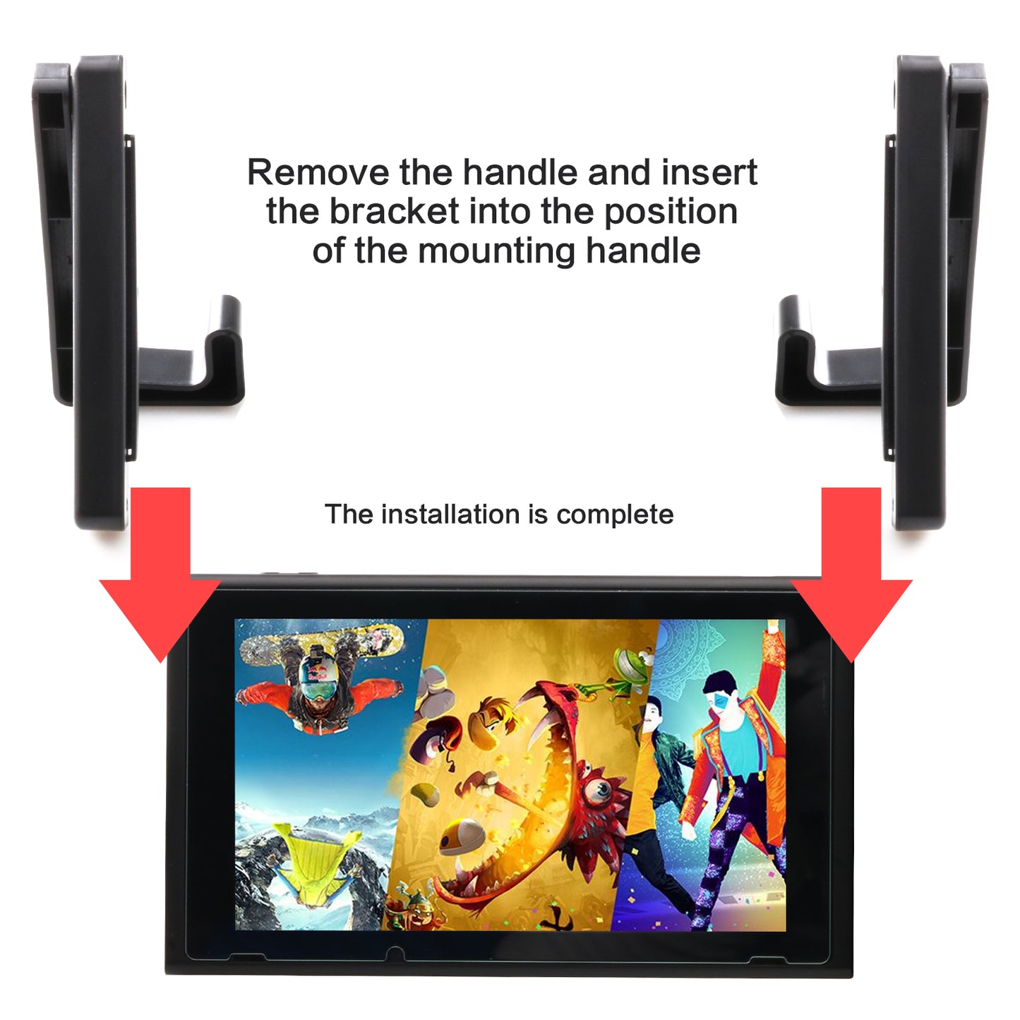 Stand for Nintendo Switch, Holder for Nintendo Switch and Switch Car Mount - Black ( 2 in 1) - ECHZOVE