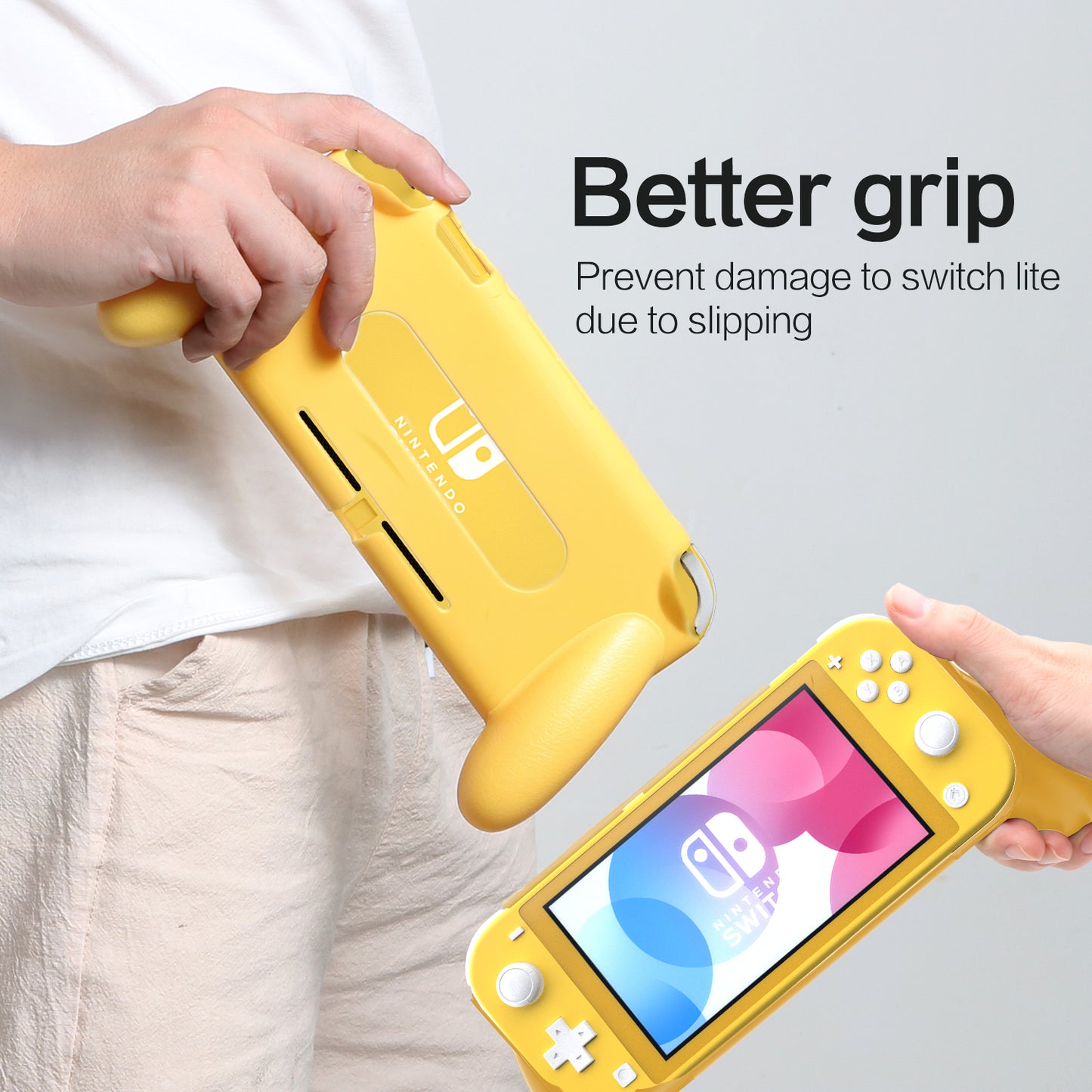 Grip for Nintendo Switch Lite, Comfortable and Ergonomic Switch Lite Grip - Accessories for Nintendo Switch Lite (Yellow) - ECHZOVE