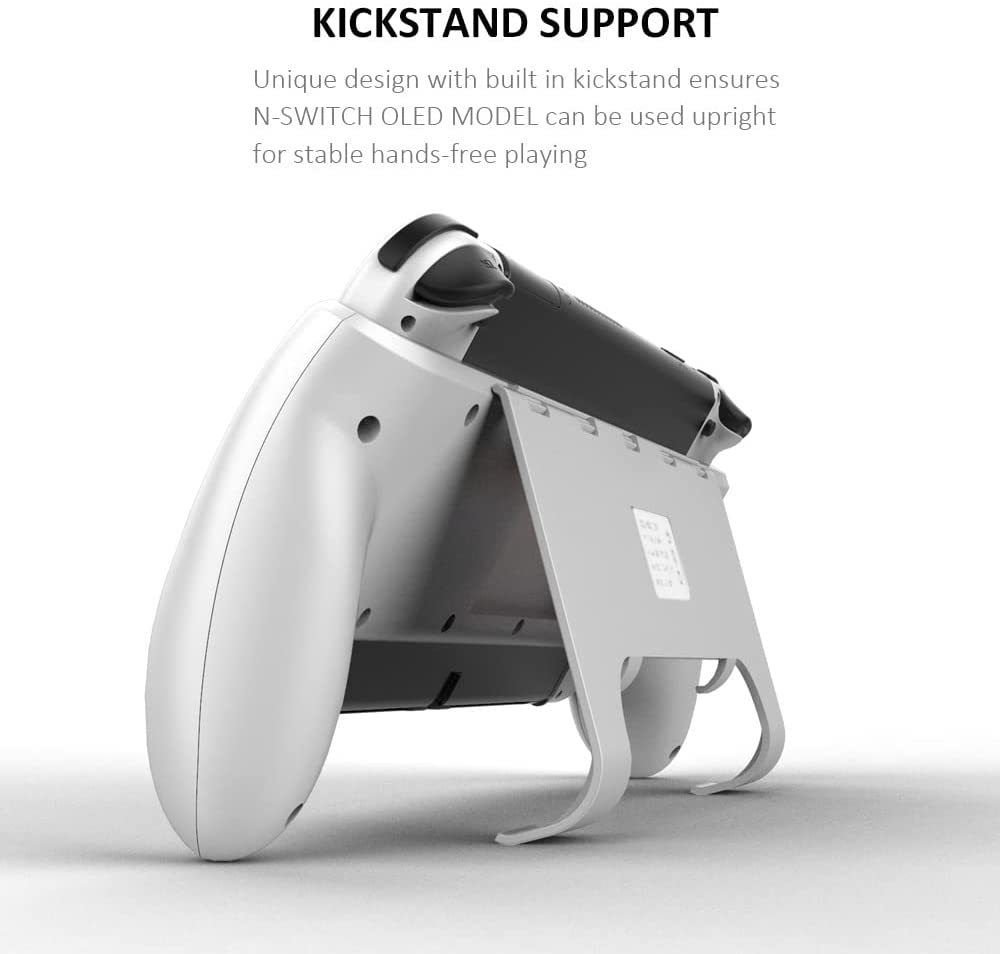 Switch OLED Grip, Comfortable and Ergonomic Gaming Portable Protective Handheld Grip, Joy Con and Switch OLED Control, Accessories for Switch 2021 with Game Slots and Kickstand - White