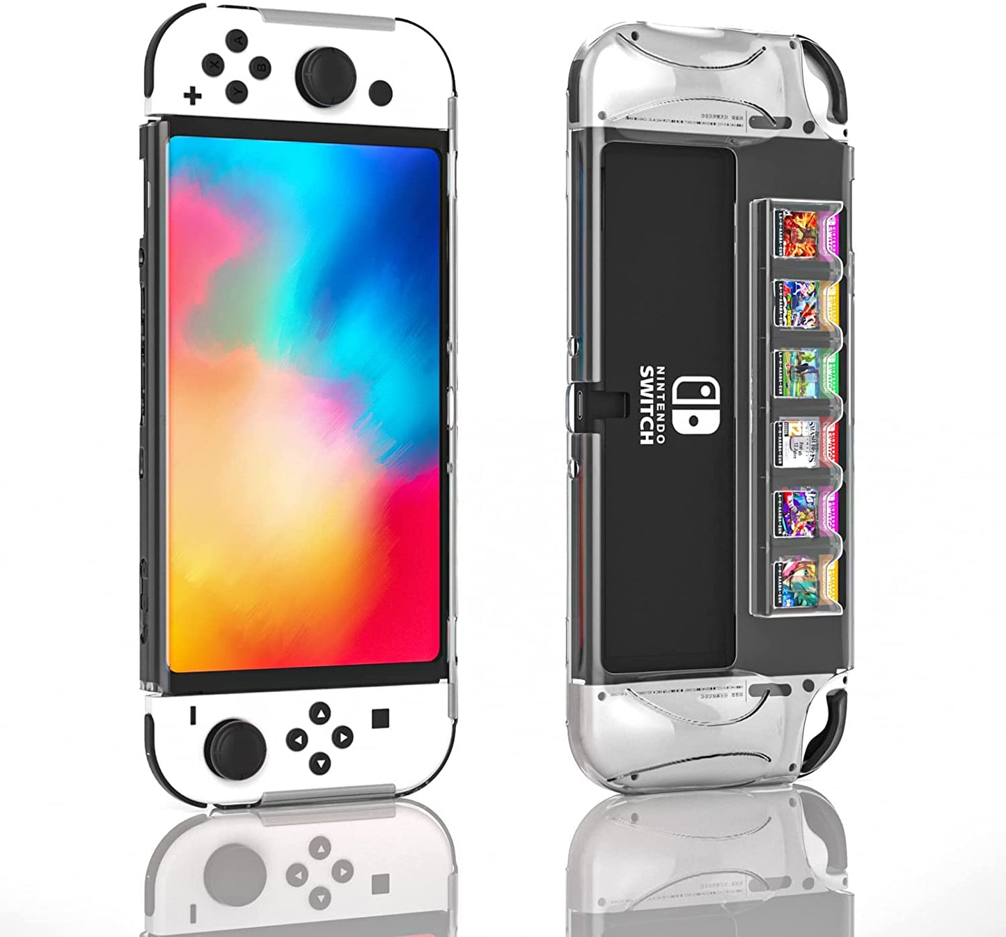 Switch OLED Case Protector, Switch OLED Protective Cover with 6 Game Card Slots - Clear