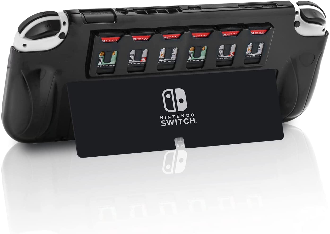 Switch OLED Grip Case, Switch OLED Protective Case with Game Slots (Up to 6 Game Cards) - Switch OLED Accessories (Black)
