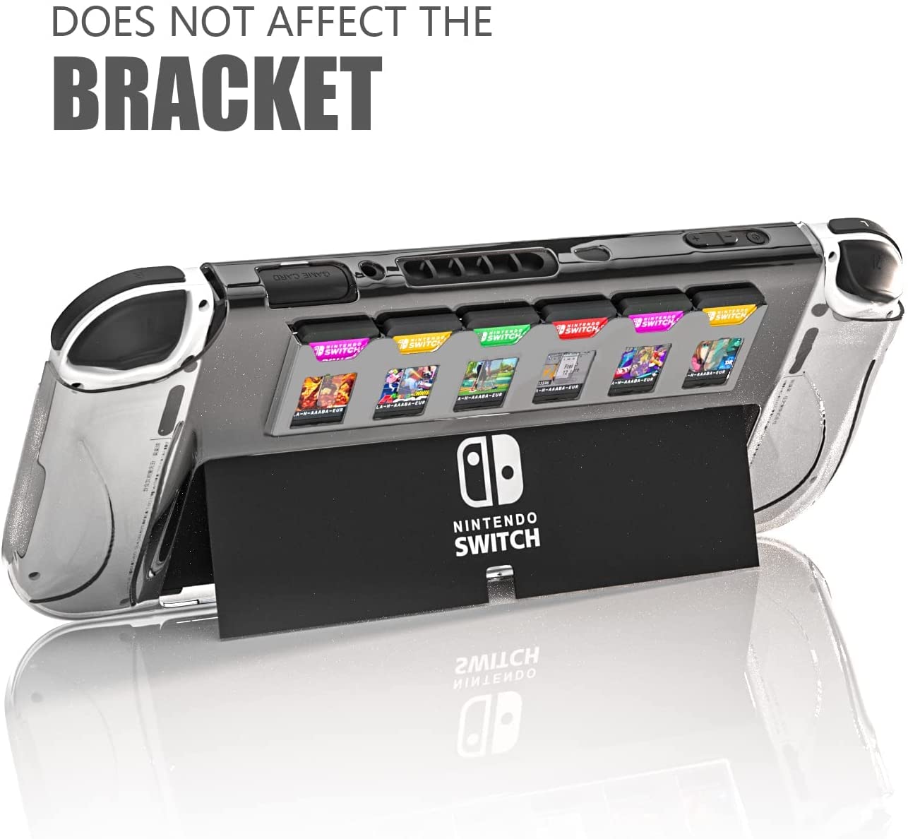Switch OLED Case Protector, Switch OLED Protective Cover with 6 Game Card Slots - Clear