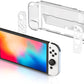 Switch OLED Hard Case, Switch OLED Protective Case Front and Back with Tempered Glass Screen Protector and Thumb Grip Caps