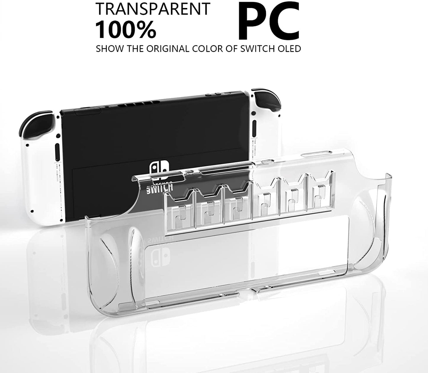 Switch OLED Case Protector, Switch OLED Protective Cover with 6 Game Card Slots - Clear