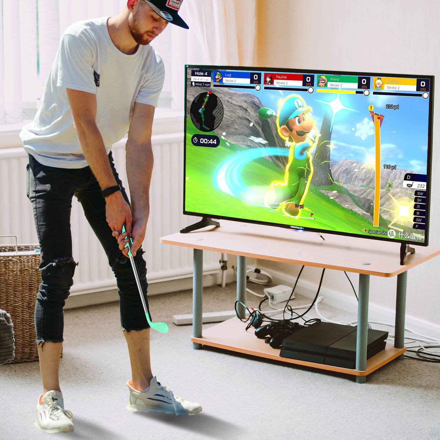 Switch Golf Rod Compatible for Nintendo Switch Mario Golf:Super Rush Game,Golf Games Handgrip Accessories for Nintendo Switch Joycons - Animal Crossing New Horizons Theme - ECHZOVE