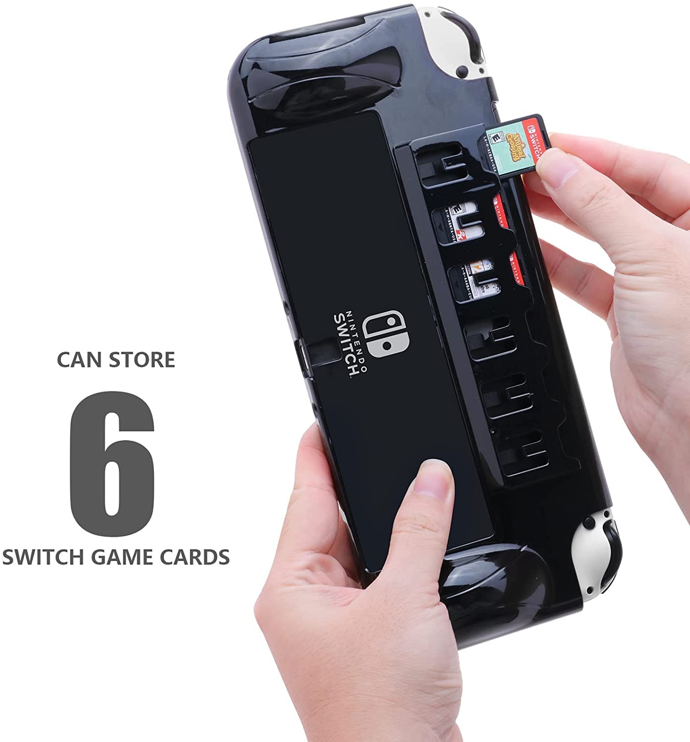 Switch OLED Grip Case, Switch OLED Protective Case with Game Slots (Up to 6 Game Cards) - Switch OLED Accessories (Black)