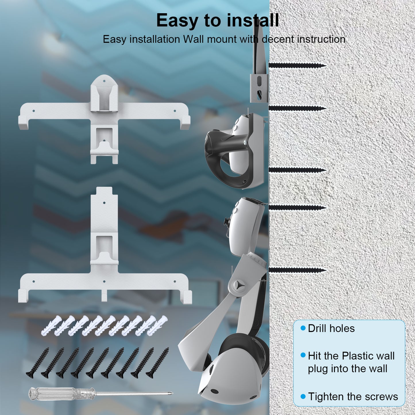 PS VR2 Wall Mount Storage Stand for PS5 Controller and PS VR2 Accessories