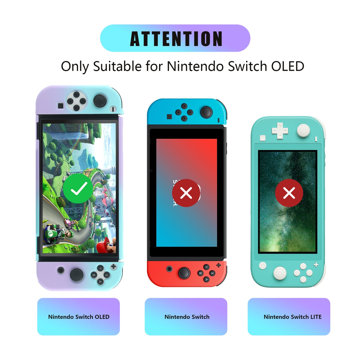 Nintendo Switch OLED Protective Case, Nintendo Switch OLED Colorful Case - Purple Blue