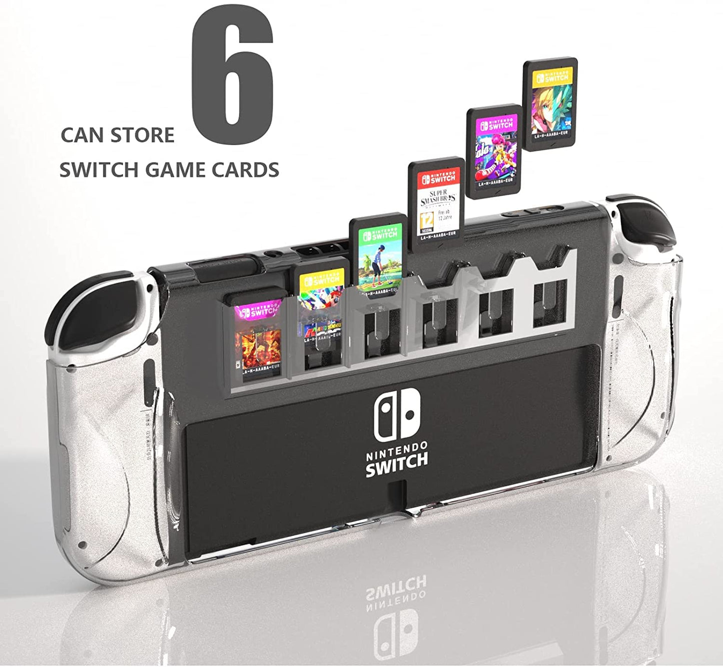 Switch OLED Case Protector, Switch OLED Protective Cover with 6 Game Card Slots - Clear