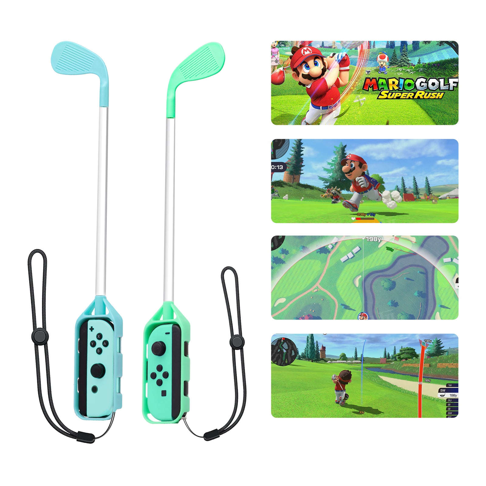 Switch Golf Rod Compatible for Nintendo Switch Mario Golf:Super Rush Game,Golf Games Handgrip Accessories for Nintendo Switch Joycons - Animal Crossing New Horizons Theme - ECHZOVE
