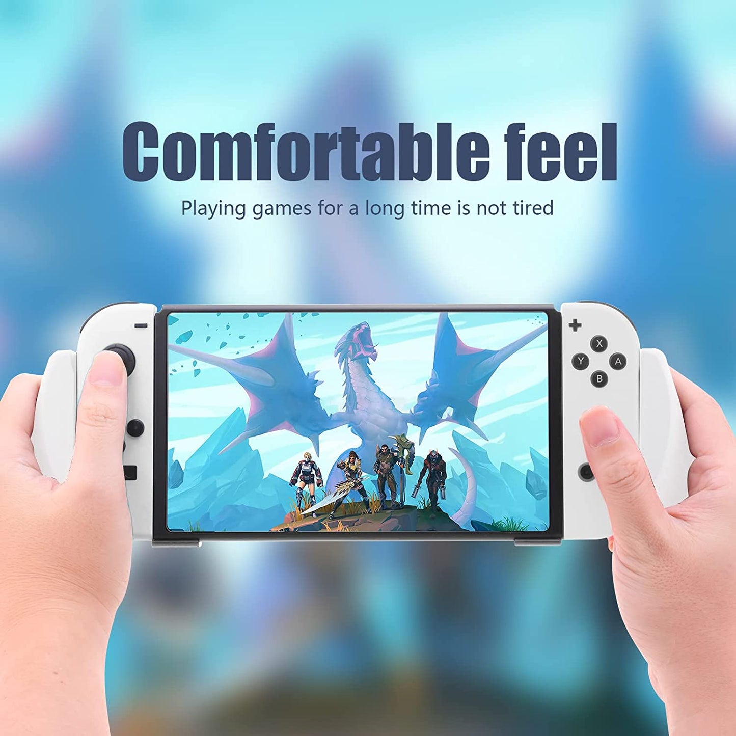 Switch OLED Grip, Comfortable and Ergonomic Gaming Portable Protective Handheld Grip, Joy Con and Switch OLED Control, Accessories for Switch 2021 with Game Slots and Kickstand - White