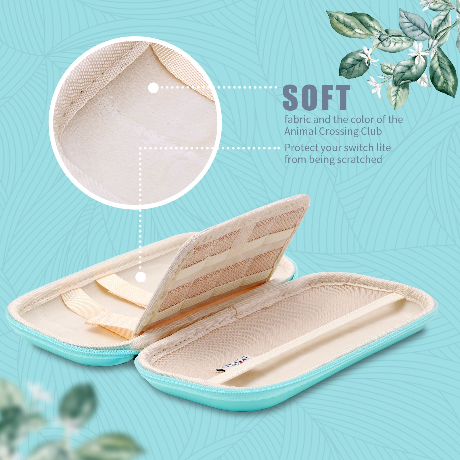 Switch lite Animal Crossing Accessories, Animal Crossing Blue Carry Case with Blue Case for Switch lite, USB C Charger Cable, Thumb Grip Caps, Glass Screen Protector, Shoulder Strap and Wrist Strap - ECHZOVE