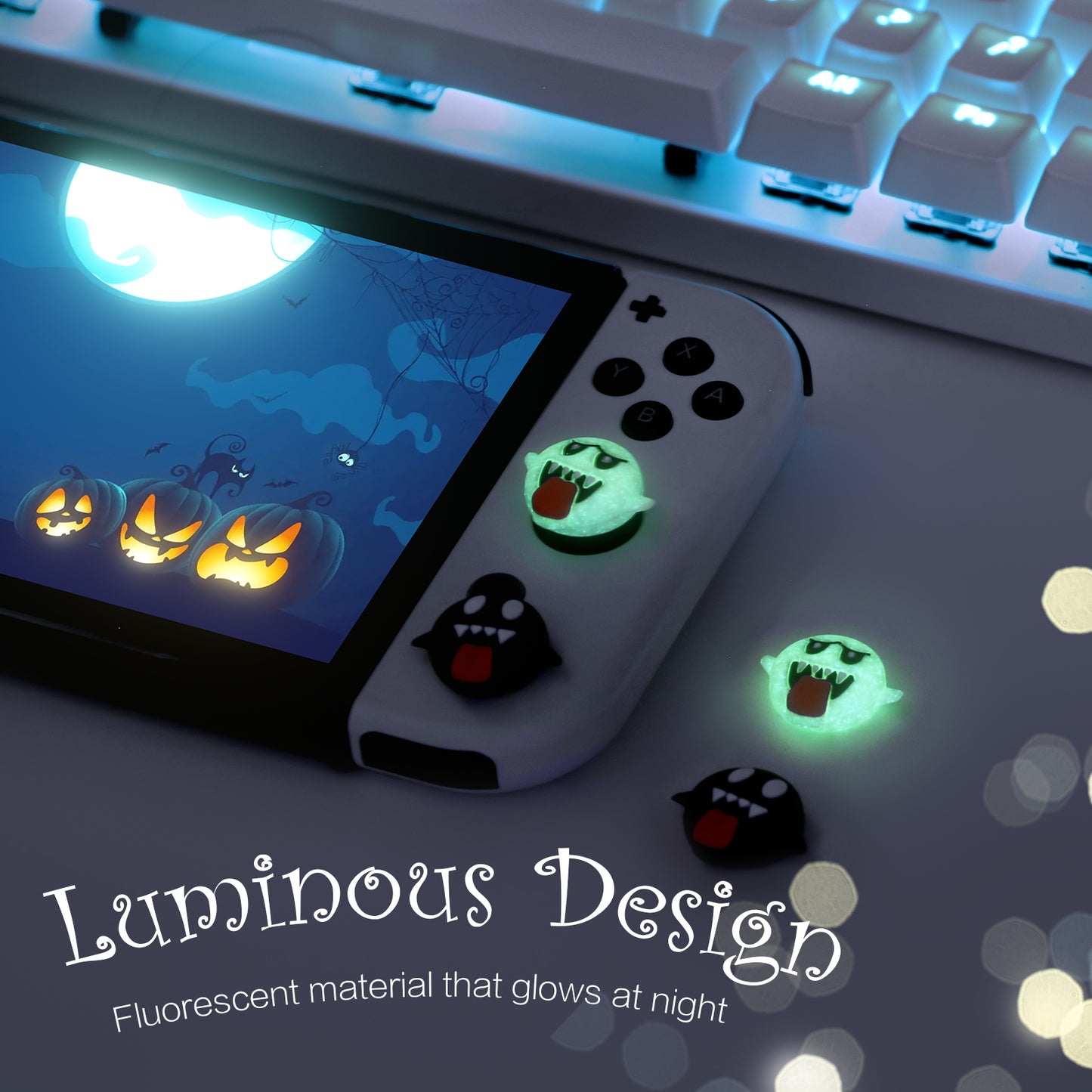 Ghost Thumb Grips Nintendo Switch Luminous