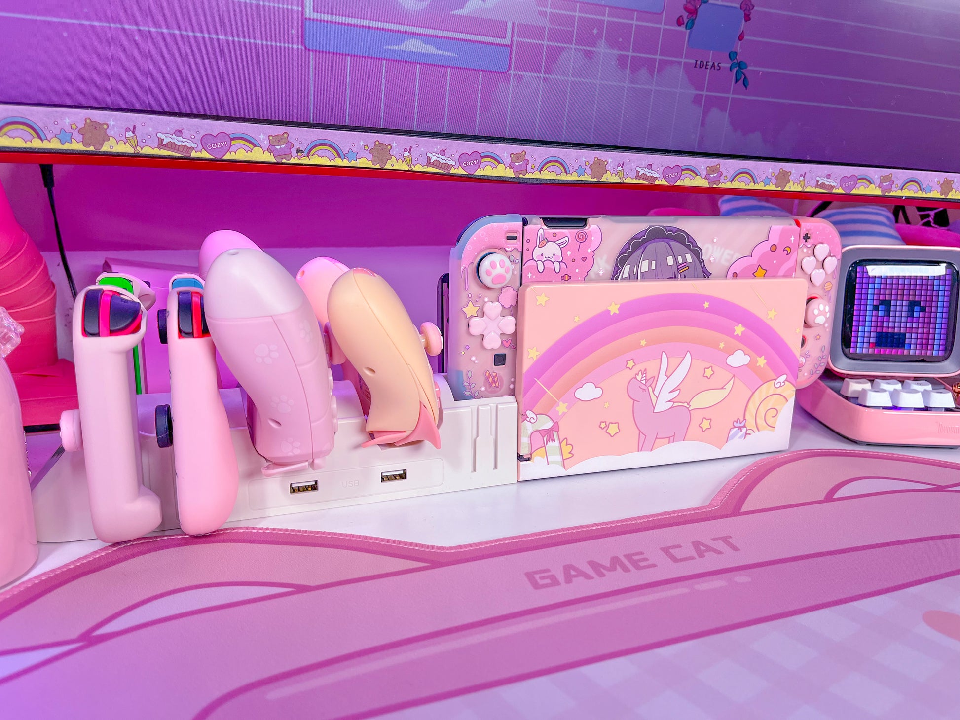 Charging Dock for Nintendo Switch, Charging Station for Nintendo Switch Joy Cons and Nintendo Switch Pro Controllers with LED Indicator - Animal Crossing New Horizons Theme - ECHZOVE