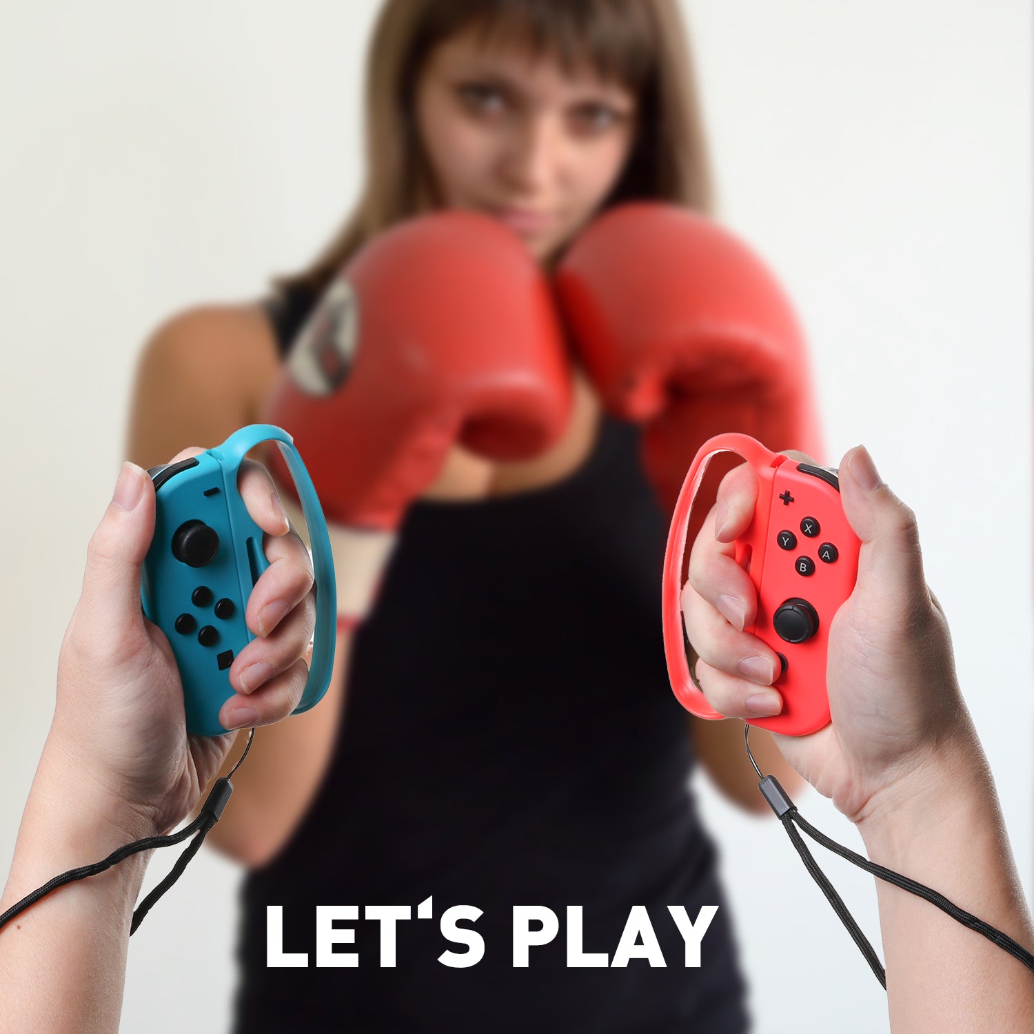 Grip for Switch Fitness Boxing, Handle for Nintendo Switch Boxing - 2 Packs ( Blue and Red) - ECHZOVE