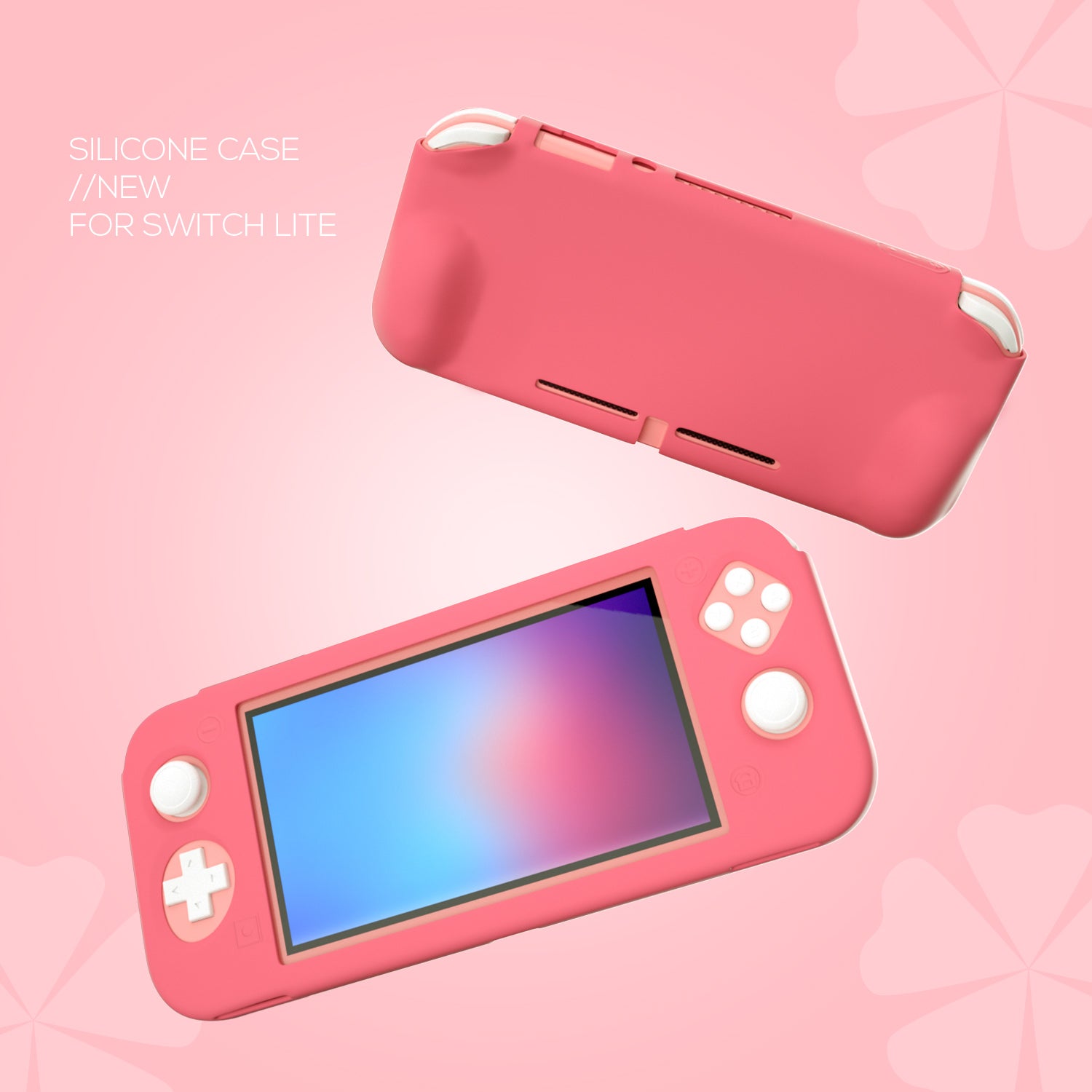 Grip Case for Nintendo Switch Lite, Silicone Case for Nintendo Switch Lite - Coral - ECHZOVE