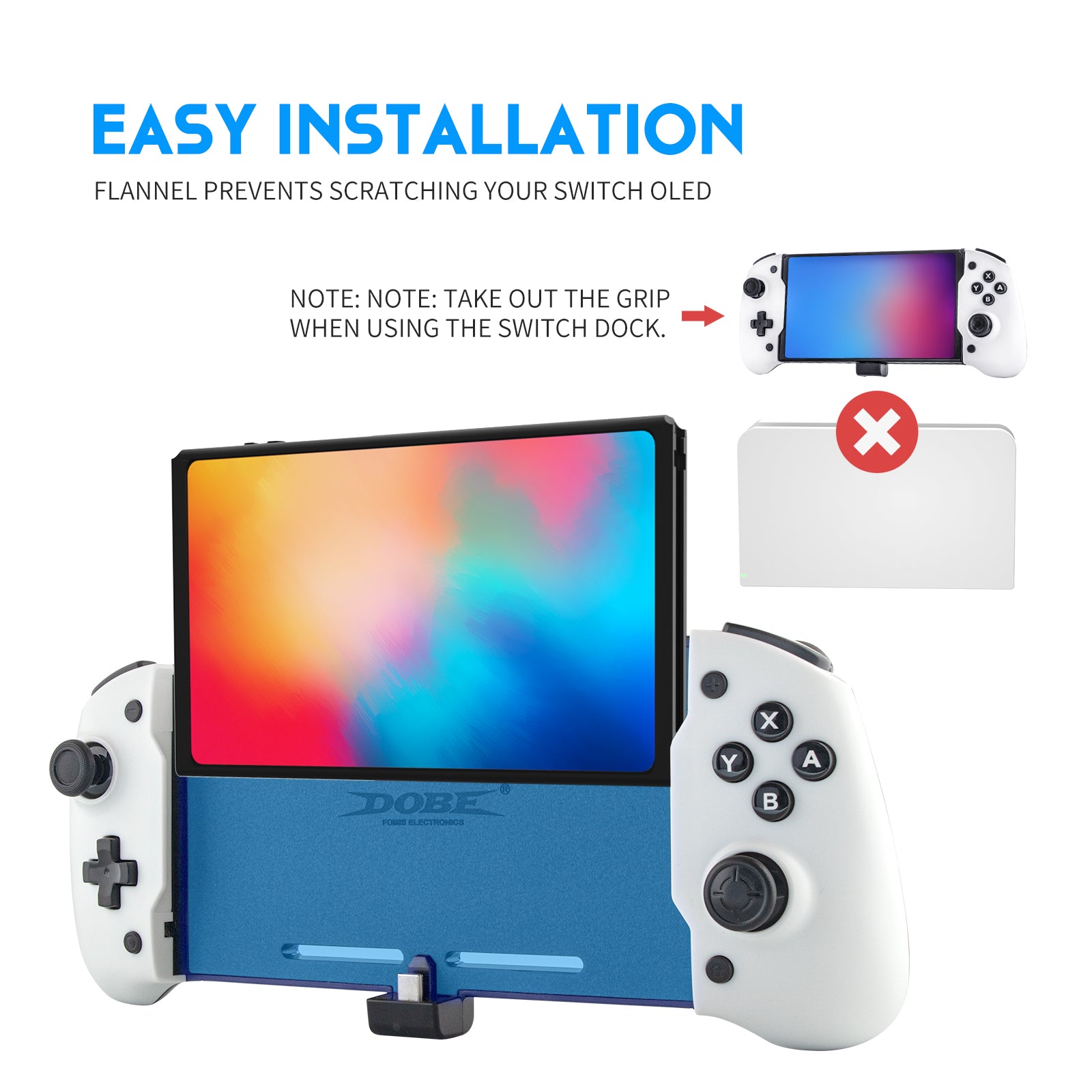 Switch OLED Accessories, Switch OLED Grip Controller with 6-Axis Gyro, Mapping, Vibration, Programmable Buttons and Additional Joysticks - ECHZOVE