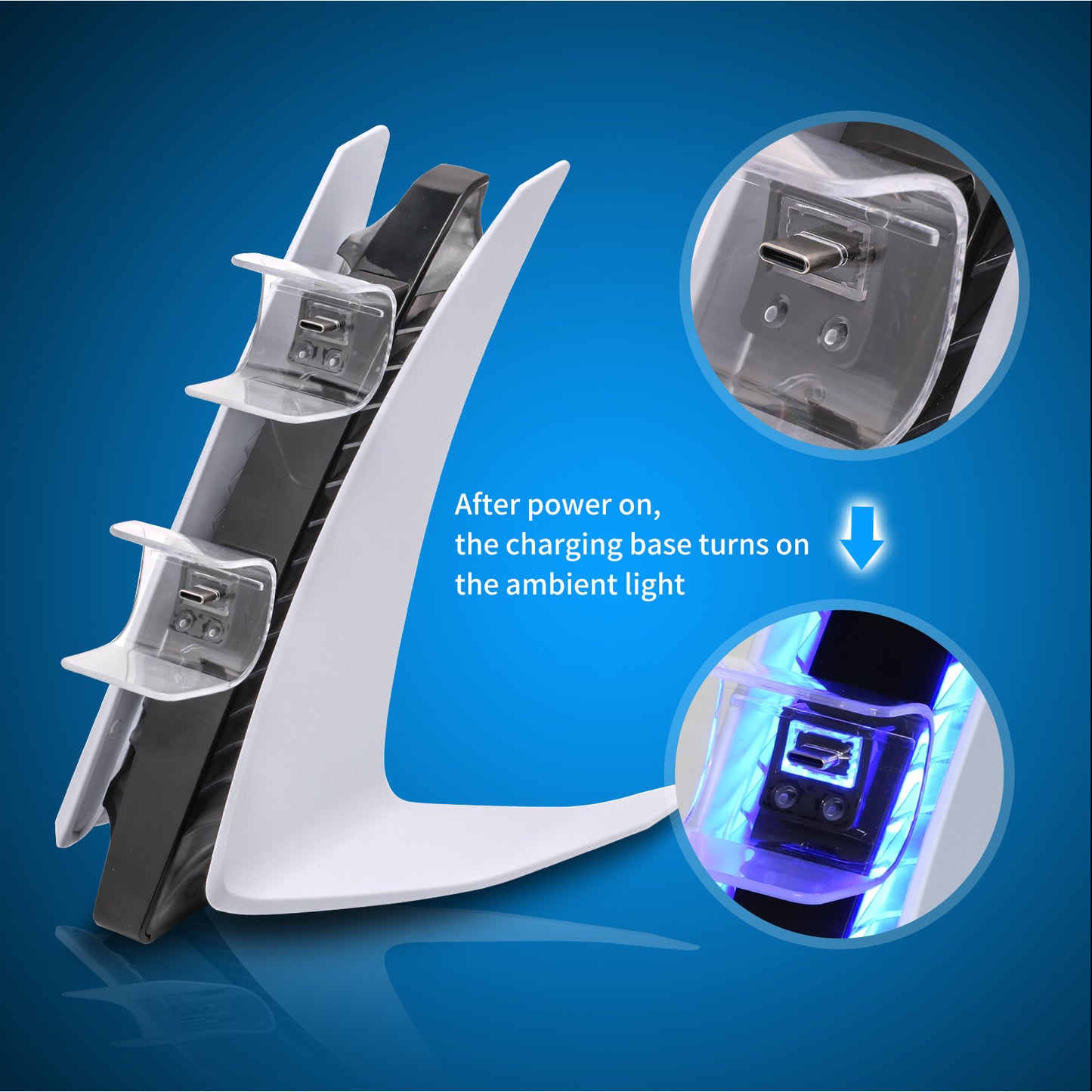 PS5 Controller Charger, Playstation 5 Controller Charging Station with LED Light - ECHZOVE