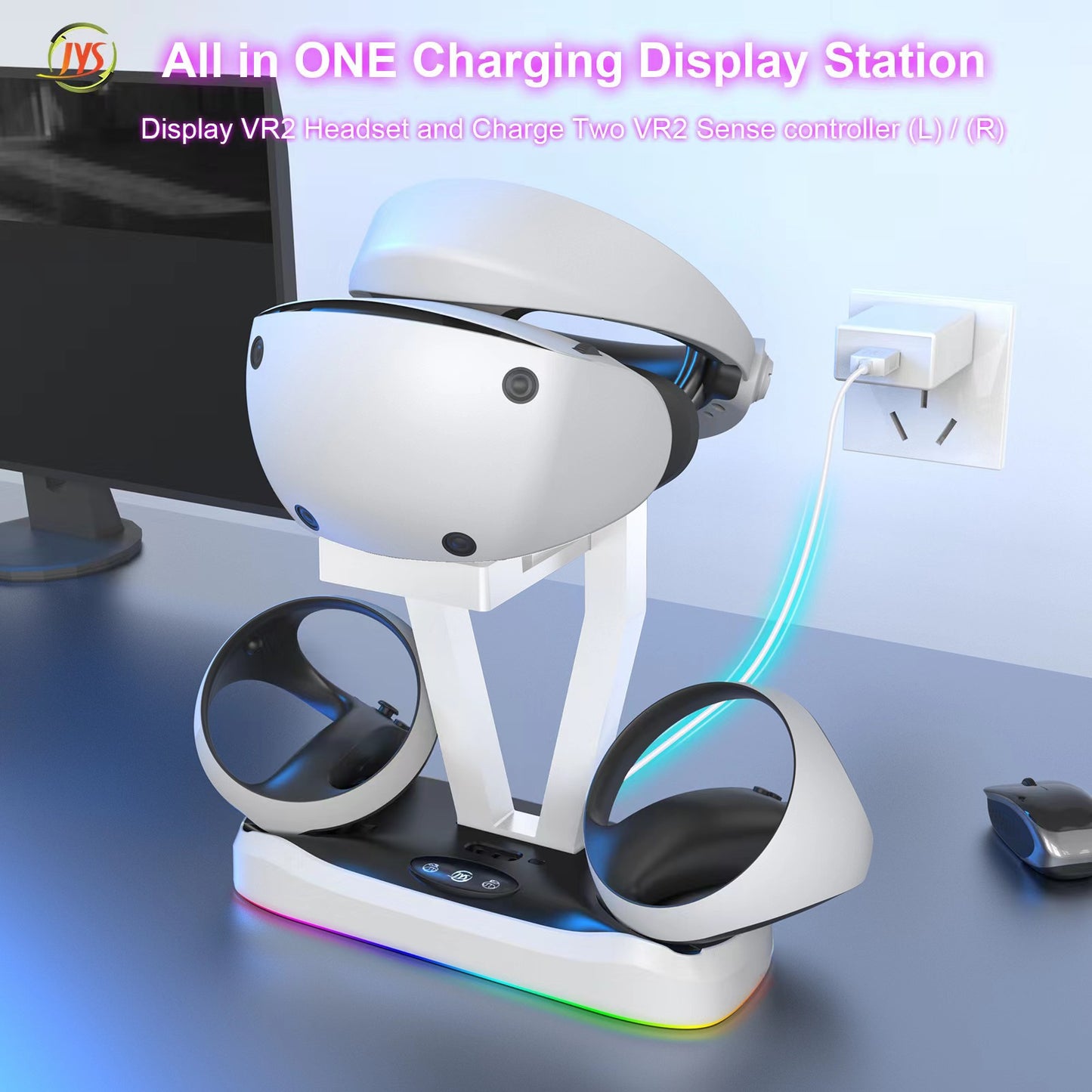 PSVR 2 Controller Charging Dock with VR Headset Holder