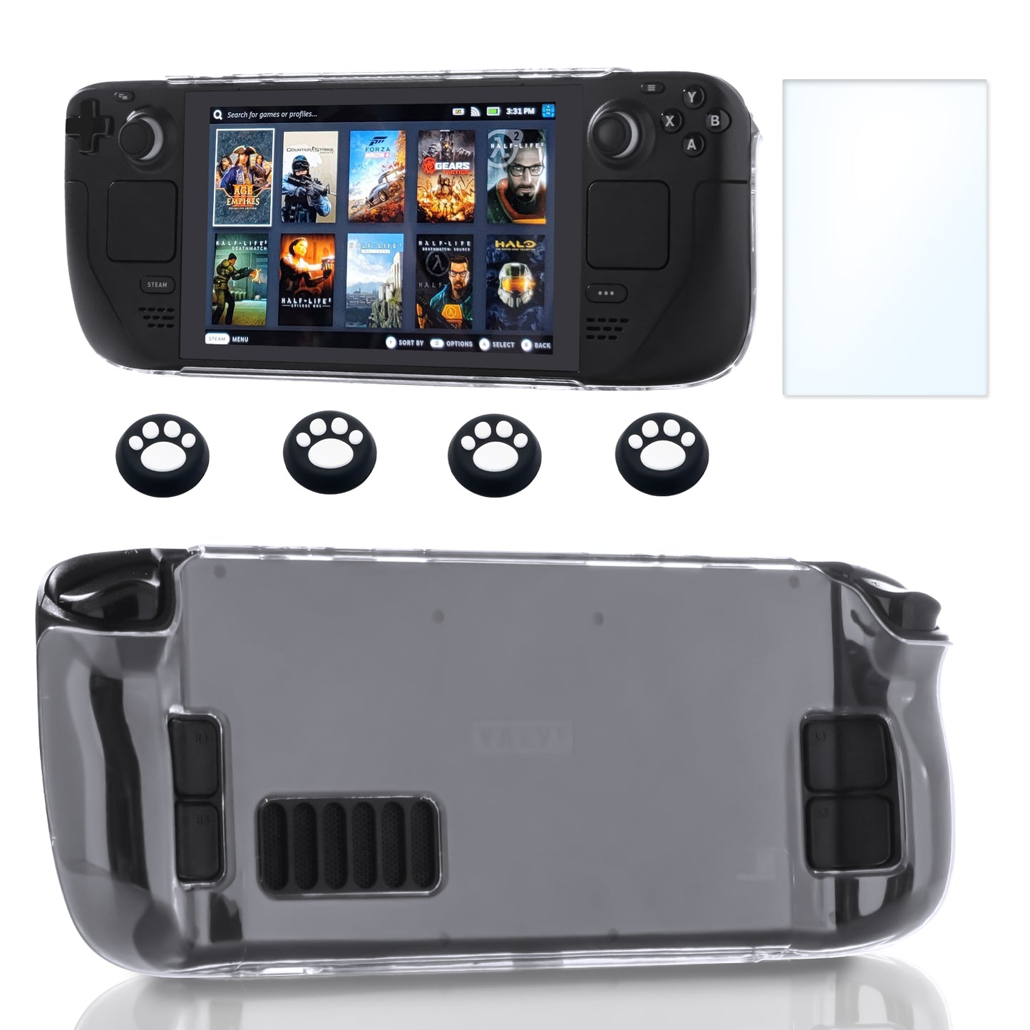 steam deck clear case and button caps