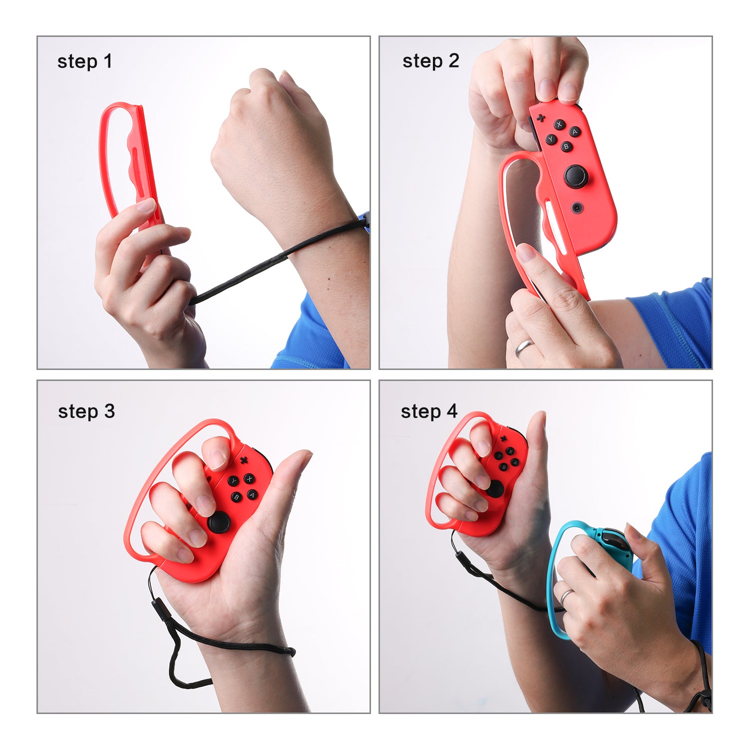Grip for Switch Fitness Boxing, Handle for Nintendo Switch Boxing - 2 Packs ( Blue and Red) - ECHZOVE