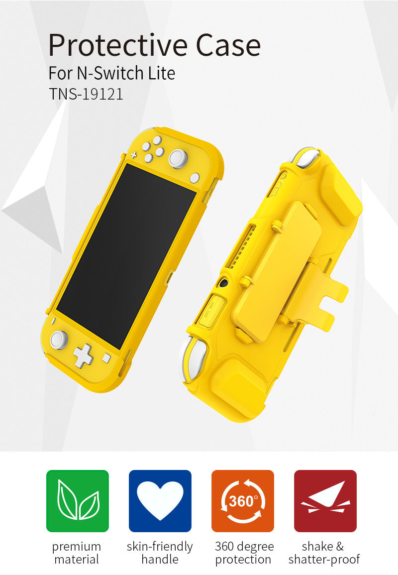 TPU Protective Case for Nintendo Switch lite, Cover Case for Nintendo Switch lite with Kickstand and 4 Game Card Slots - Yellow - ECHZOVE