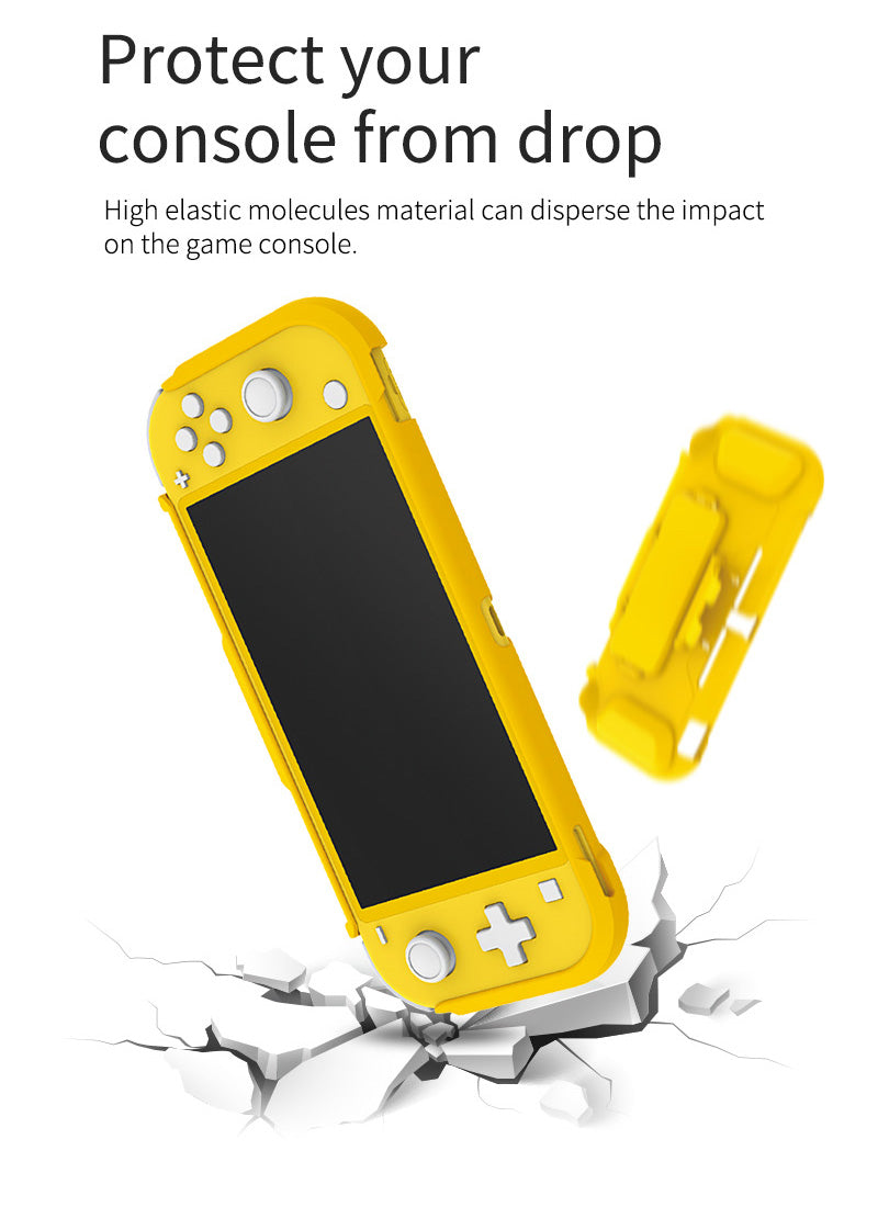 TPU Protective Case for Nintendo Switch lite, Cover Case for Nintendo Switch lite with Kickstand and 4 Game Card Slots - Yellow - ECHZOVE